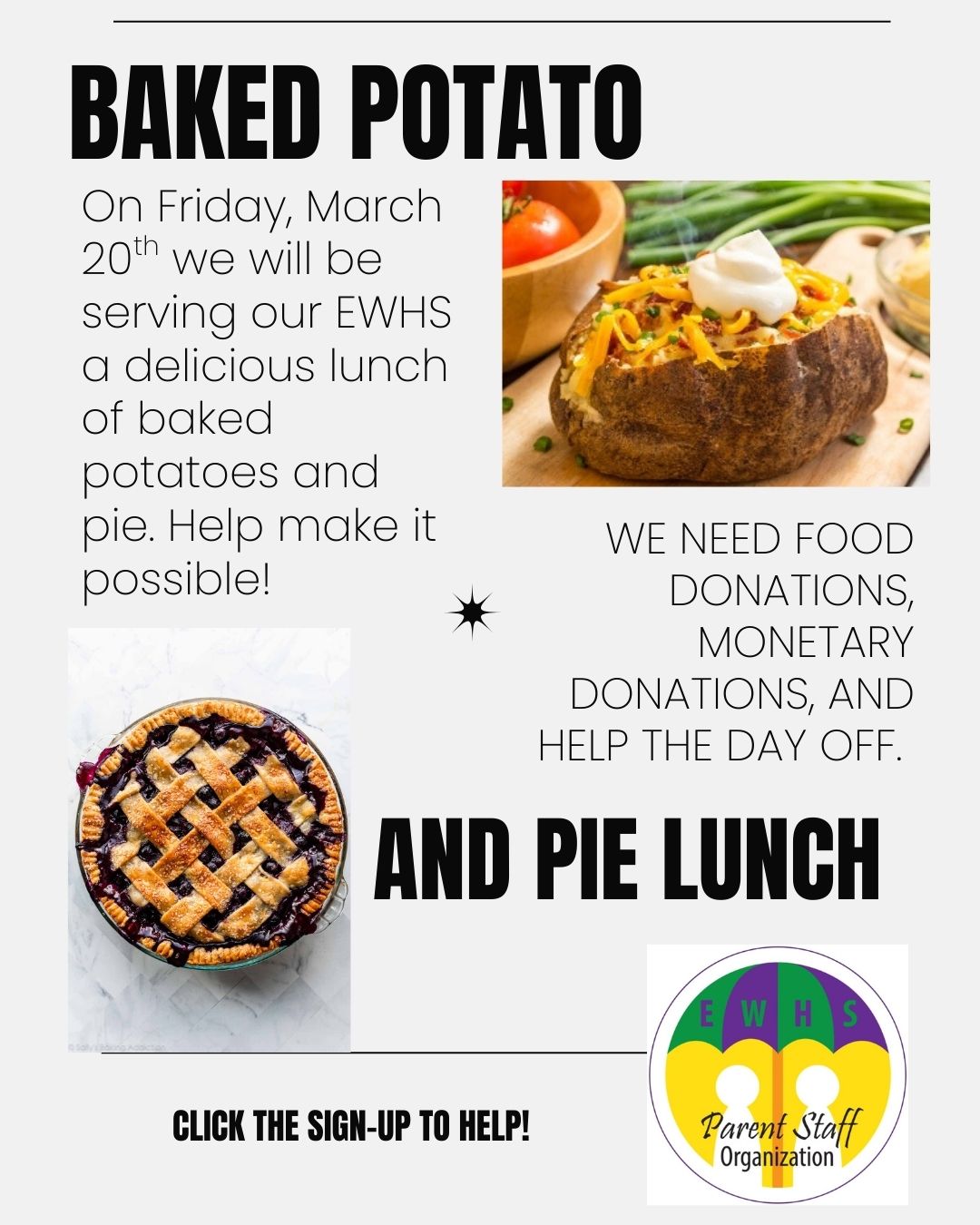 🥔🥧 Baked Potato & Pie Lunch – Staff Appreciation&nbsp;💙